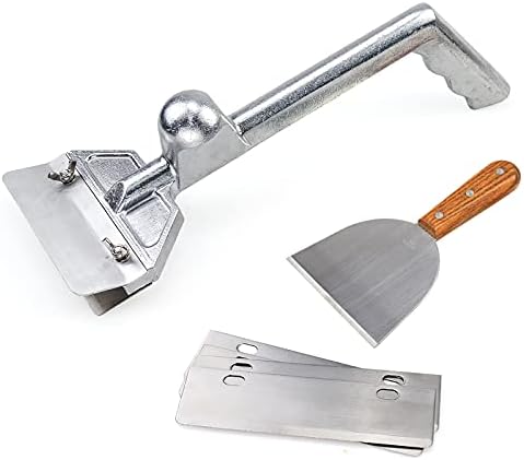 Grill Scrapers, Heavy Duty Casting Aluminum Commercial Griddle Scraper with 5 Blades and Small Slant Edge Grill Scraper by SHANGPEIXUAN