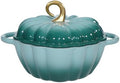 Pumpkin Enameled Cast Iron Dutch Oven with Lid, 4.5 QT Dual Handles and Heavy Duty Pot, Oven Safe up to 500°F for Bread Baking, Braising, Cooking and Family Gifts, Cyan by COOKWINCastIron