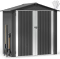 DWVO 6x4ft Small Tool Storage Shed, Lockable Doors, and Sloped Roof, Oversized Steel Outdoor Storage Shed for Garden, Patio, Garage, Backyard, Lawn - Dark Gray by DWVO