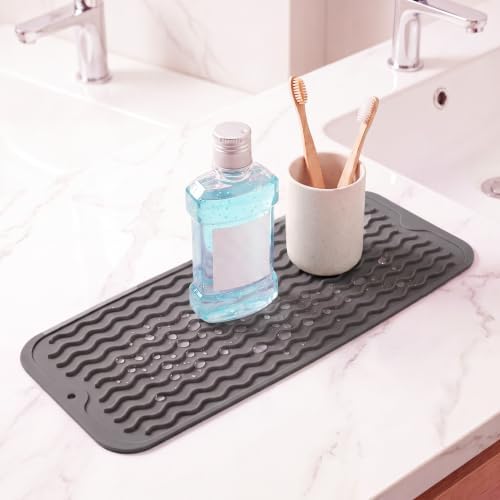 MicoYang Silicone Dish Drying Mat for Multiple Usage,Easy clean,Eco-friendly,Heat-resistant Silicone Mat for Kitchen Counter,Sink,Bar,Bottle,or Cup Grey M 17 inches x 6 inches - Image 6