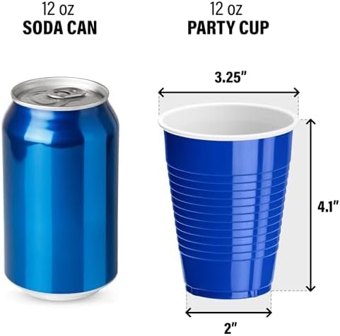 DecorRack 20 Party Cups 12 oz Disposable Plastic Cups for Birthday Party Bachelorette Camping Indoor Outdoor Events Beverage Drinking Cups (Blue, 20) - Image 3