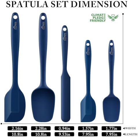 HOTEC Silicone Rubber BPA-Free Spatula Set, Set of 5, Classic Blue - Image 2