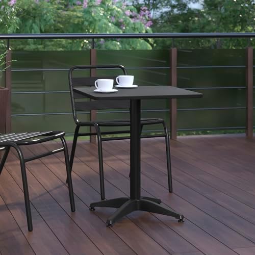 Flash Furniture 23.5 in Indoor/Outdoor Square Table with Base, Black - Image 6