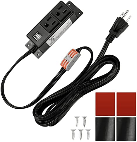 Litever Gun Safe Power Outlet Strip with 2 USB Ports. ETL Certified. Black. by Litever