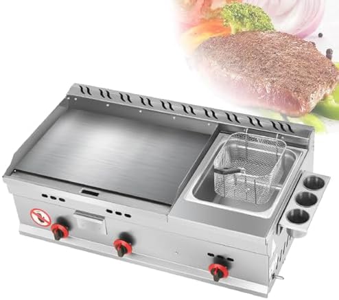 Commercial Gas Griddle, Stainless Steel Flat Top Grill with Adjustable Temperature for Outdoor Catering and Teppanyaki Cooking by Unknown