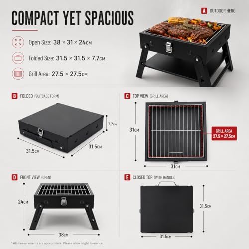 Small Portable BBQ Charcoal Grill: Mini Foldable Table Top Barbecue Grills - Image 7