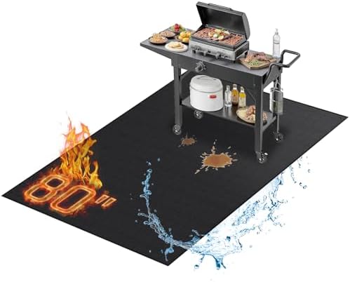 80 x 48 Inch Extra Large Under Grill Mats for Outdoor Grill, Double-Sided Fireproof BBQ Grill Mat, Waterproof Oilproof Heavy-Duty Protector for Charcoal Gas Grills, Fire Pits, Deck, Patio and Lawn by RICHIE
