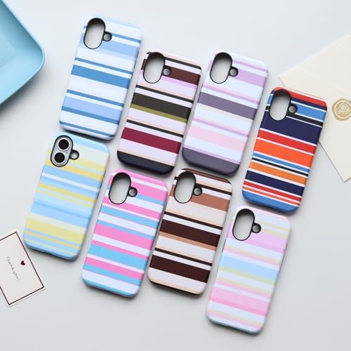 for iPhone 16 Case, Magnetic Matte Frosted Dual-Layer Striped Phone Case for Women, Retro Aesthetic Cover Compatible with Mag Safe Accessories - Retro Vineyard - Image 6