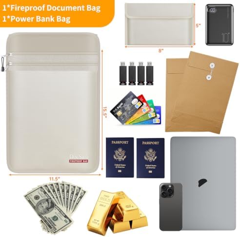 DocSafe Fireproof Document Bag Set(5200℉) - 8 Layers Heat Insulated,Beige - Image 4