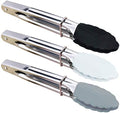 HINMAY 7-Inch Mini Tongs with Silicone Tips, Set of 3 (Black White Gray) by HINMAY