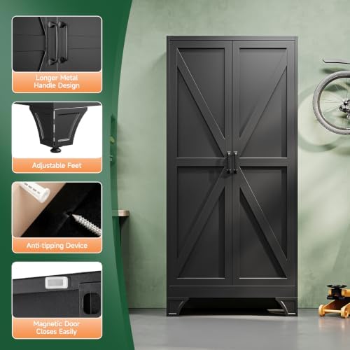 Letaya Metal Garage Storage Cabinets,76"Tall Large Tool Steel Lockers,Black - Image 4