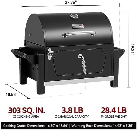Royal Gourmet CD1519 Portable Charcoal Grill with Warming Rack, 303 Sq. In. - Image 3