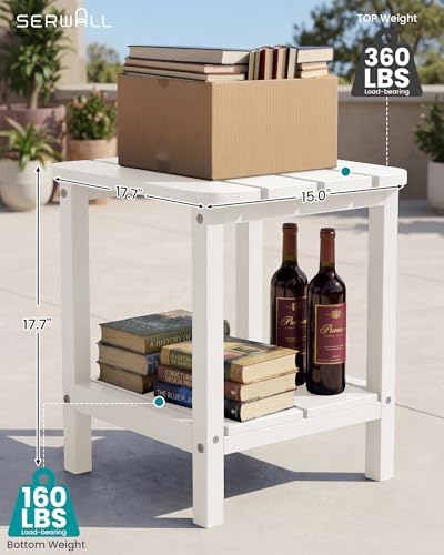 SERWALL Double Adirondack Side Table Set of 6, End Table- White - Image 2