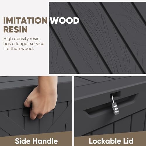 JUMMICO 42 Gallon Resin Deck Box Waterproof Outdoor Storage Box - Image 2