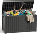 ROJIK Outdoor Storage Housing Deck Box,Waterproof Patio Furniture, Garden Tools,Cushions,Pool Accessories Storage Bench with Lockable Lid and Side Handles (Black,280 Gal) by ROJIK