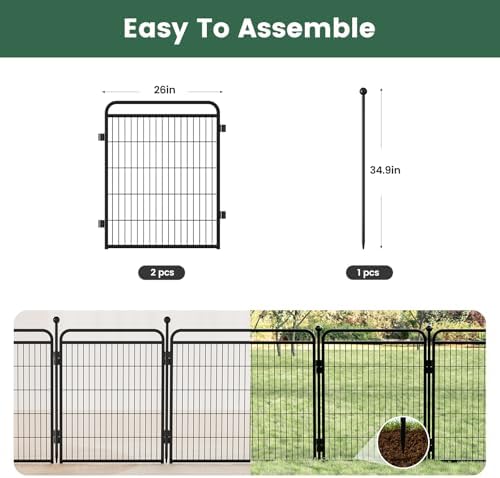 Gardner Pet Dog Playpens, 32" H 2 Add-on Panels for Small/Medium/Large Dogs, Foldable Pet Play Yard Gate Extensions, Pet Playpen, Anti-Rust, Quick Install, Black - Image 2
