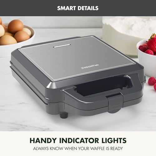 GreenPan Advanced Waffle Maker, 4-Square Belgian & Classic Waffle Maker, PFAS-Free Ceramic Nonstick, Cool-Touch Handle, Overheat Protection, Easy Clean, Graphite - Image 6