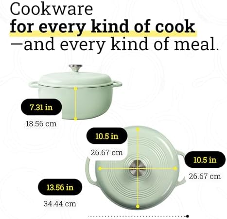 Lodge Essential Enamel Cast Iron Dutch Oven, 6 Quart, Desert Sage - Image 5