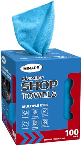 UNIMADE Shop Rags, 100 Sheets Microfiber Cleaning Cloth by Unimade