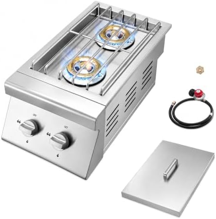 Single Grilling Side Burner for BBQ Grill Island, 30,000 BTU,Liquid Propane Side Burner for Outdoor Kitchen, Convertible to Natural Gas, 304 Stainless Steel by Unknown