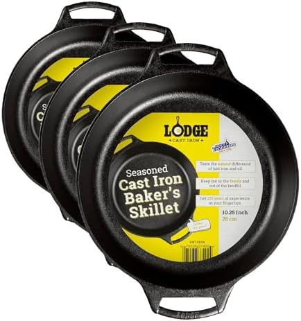 Lodge Cast Iron Baker’s Skillet,(Pack of 3) by Lodge