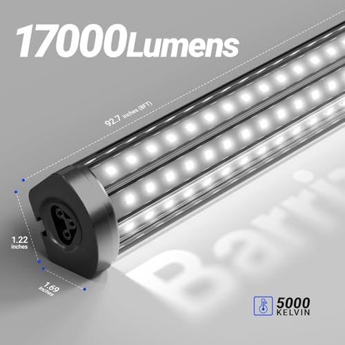 Barrina T8 LED Shop Lights 8FT, 140W 17000LM, 5000K U Shape, Black, 6 Packs - Image 3