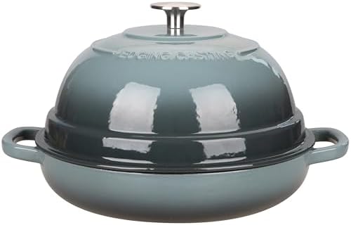 EDGING CASTING Enameled Cast Iron Dutch Oven Pot with Lid, Round Bread Oven for Homemade Sourdough Bread Baking, 6 Quart, Slateblue by EDGINGCOOKWARE