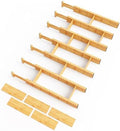 SpaceAid Bamboo Drawer Dividers with Inserts and Labels, Kitchen Adjustable Drawer Organizers, Expandable Organization for Home, Office, Dressers, 7 Dividers with 15 Inserts (17"-22" Natural) by SpaceAid