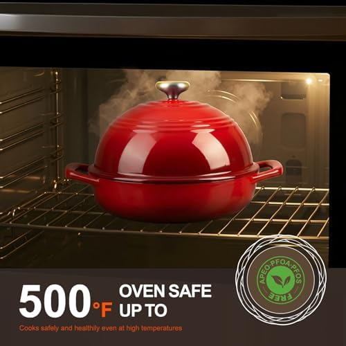 Overmont Enameled Cast Iron Dutch Oven, 6QT Bread Oven with Dome Lid Recipe - Image 3