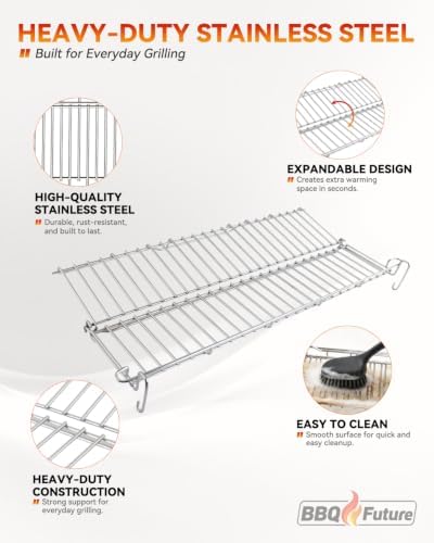 66044 Foldable Warming Rack for Weber GS4 Genesis II 300 Series Grills - Image 6