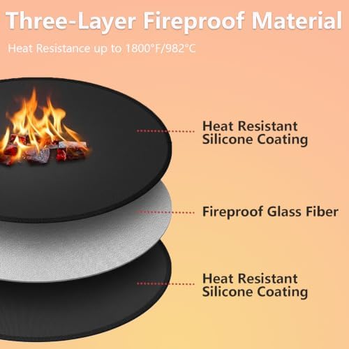 SheeChung Fire Pit Mat Round 48'' for Solo Stove Yukon,Fireproof Grill Mat - Image 2