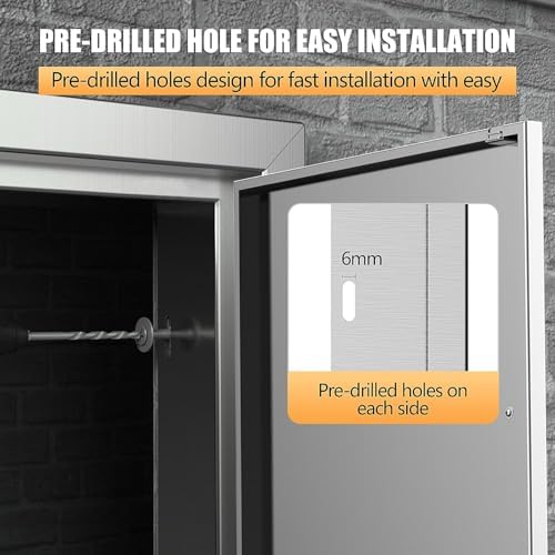 Outdoor Kitchen Doors 26W x 24H Inch, Double BBQ Access Doors 304 Stainless Steel for Outdoor Kitchen Cabinet Grill Station or BBQ Island - Image 6