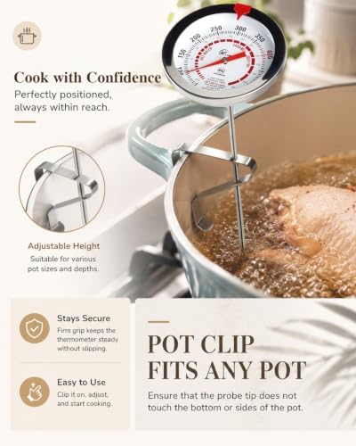 Candy Thermometer with Pot Clip Deep Fry Oil Thermometer 12-Inch Probe 2PC - Image 3
