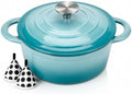 COOKWIN Enameled Cast Iron Dutch Oven, 5 QT Bread Baking Pot with Self Basting Lid, Non-stick Enamel Coated Cookware Pot, Great Christmas Gifts for Family, Teal by COOKWINCastIron