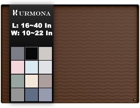 URMONA 40'' x 22'' Waterproof Silicone Under Sink Mat Cabinet and Counter Protector, Shelf Liner for Kitchen and Bathroom, Storage and Organizers, Litter Mat, Pet Cat Puppy Essentials(Brown) by URMONA