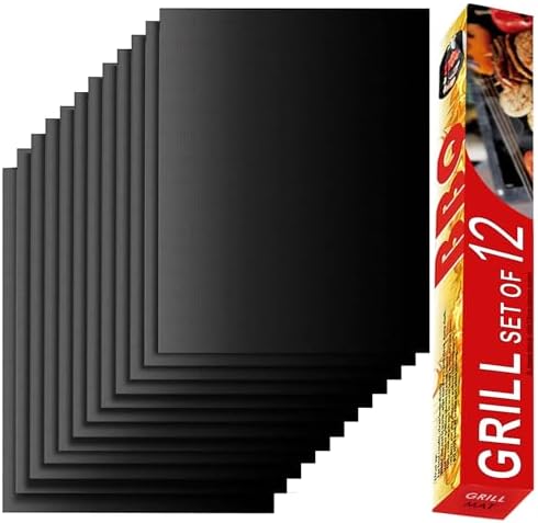 Set of 12 Grill Mats for Outdoor Gas Grill, 15.75 x 13 Inch by Renook