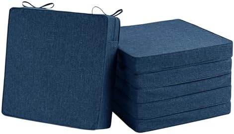 Outdoor Chair Cushions, Chair Pads, Set of 6, 17 x 16 in, Navy Blue by Unknown