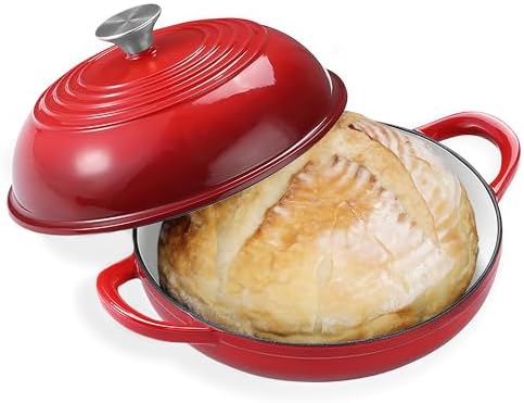 6 QT Enameled Cast Iron Round Bread Oven, Sourdough Dutch Oven by NSIRONS