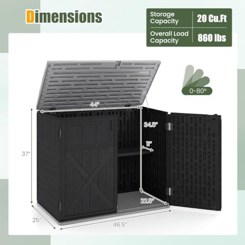Tangkula 20 Cu.Ft Large Outdoor Storage Cabinet w/Adjustable Shelf - Image 4