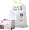 EKO 21 Gallon / 50-90 Liter, 60 Count Drawstring Trash Bags, Extra-Strong Garbage Bags, Fresh Floral Scent with Continuous Odor Control, Easy-Dispense Roll for Kitchen and Household Use, Code G, White by Unknown
