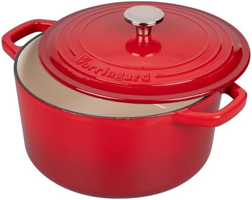 VORRINGARD Enameled Cast Iron Dutch Oven Pot with Lid, for Bread Baking, Round Bread Oven- include Sourdough Bread Baking Supplies Set, 6QT, Red - Image 4