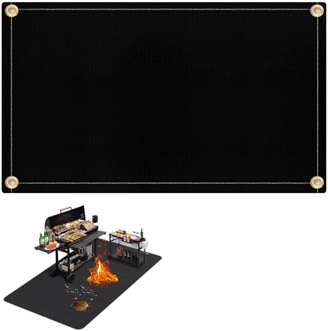 Under Grill Mat 36.6 x 39.3 Inch Fire Pit Mat Black Double-Sided Fireproof Grill Pad Square Fire Pit Mats for Decks Patios Grass BBQ Smoker by Unknown