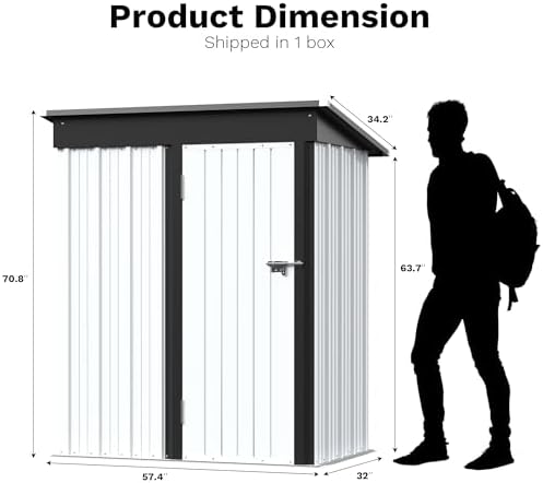 Greesum Outdoor Storage Shed 5 x 3 ft. Utility Tool Shed, White - Image 6