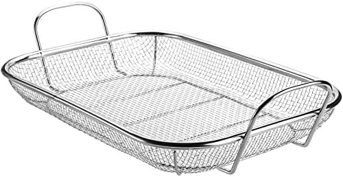 WUWEOT Grill Basket, Vegetable Barbecue Basket, 15" x 11" Stainless Steel Square Wire Mesh Grilling Basket Roasting Pan with Two Handles for Vegetables, Chicken, Meats and Fish by WUWEOT