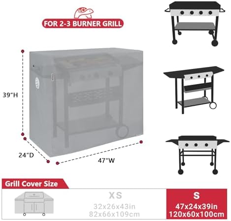 Turtle Life BBQ Grill Cover, 47 Inch Heavy Duty Waterproof Barbecue Gas Grill Covers for Flat Top Griddle, Anti-Fading Cover for Gas Grill, Gray - Image 2