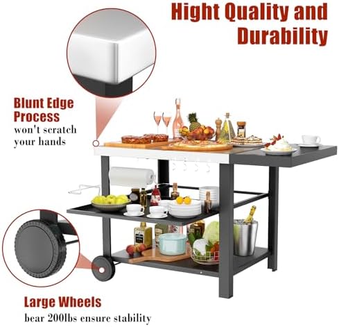Outdoor Kitchen Island Cart with Side Table - Image 4