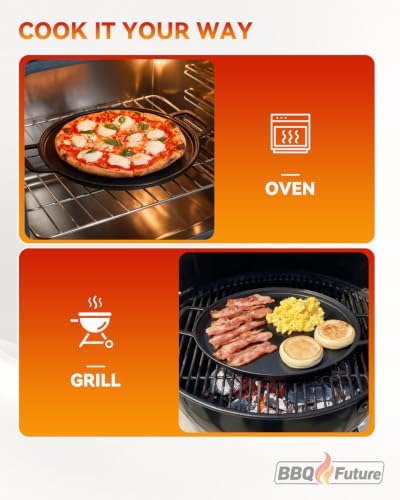 14 Inch Cast Iron Pizza Pan with Silicone Handle Grips, Pre-Seasoned - Image 4