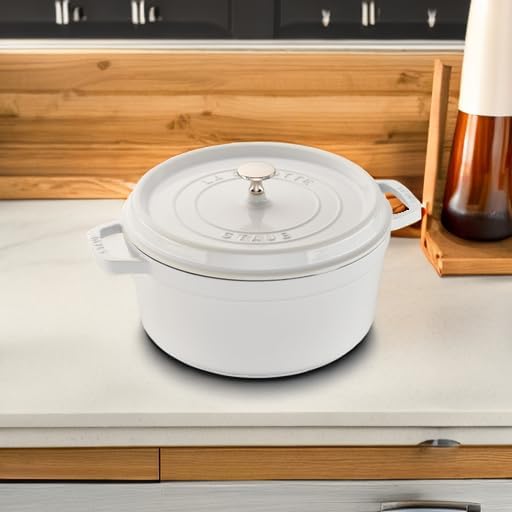 STAUB Cast Iron Dutch Oven 5.5-qt Round Cocotte, Made in France, Serves 5-6, White - Image 5