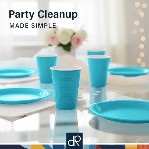 DecorRack Turquoise Plastic Cups, 12 oz Disposable Cups, Reusable Party Supplies (40 Count) - Image 5