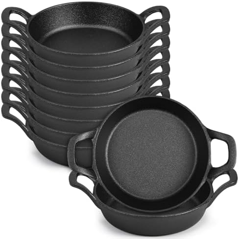 Ziliny 10 Pack Mini Cast Iron Skillets 6.3 x 6.3 x 1.5 Inch Pan Ramekin Set by Ziliny